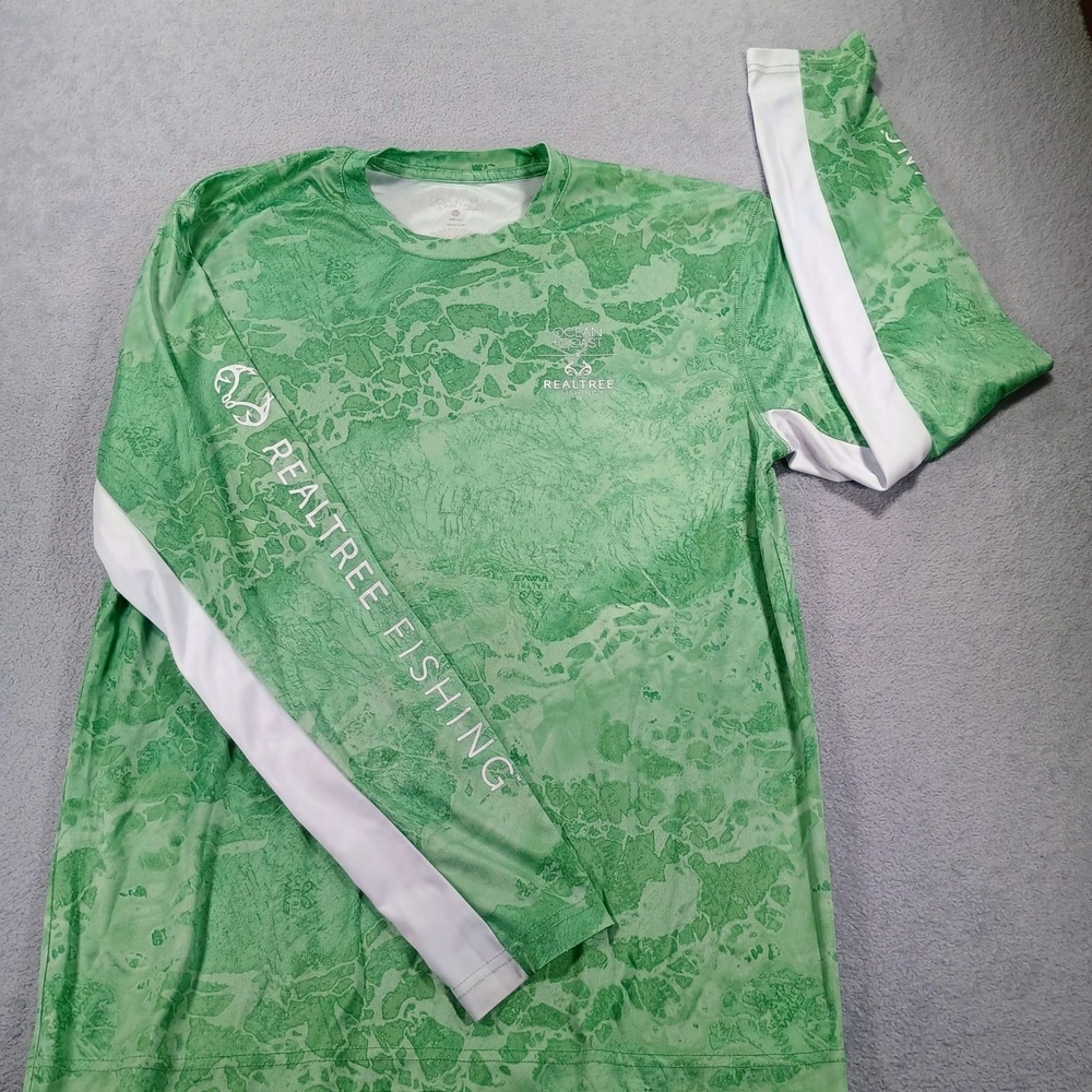 Ocean + Coast Mens Realtree Fishing Shirt Green Camo M Long Sleeve Performance